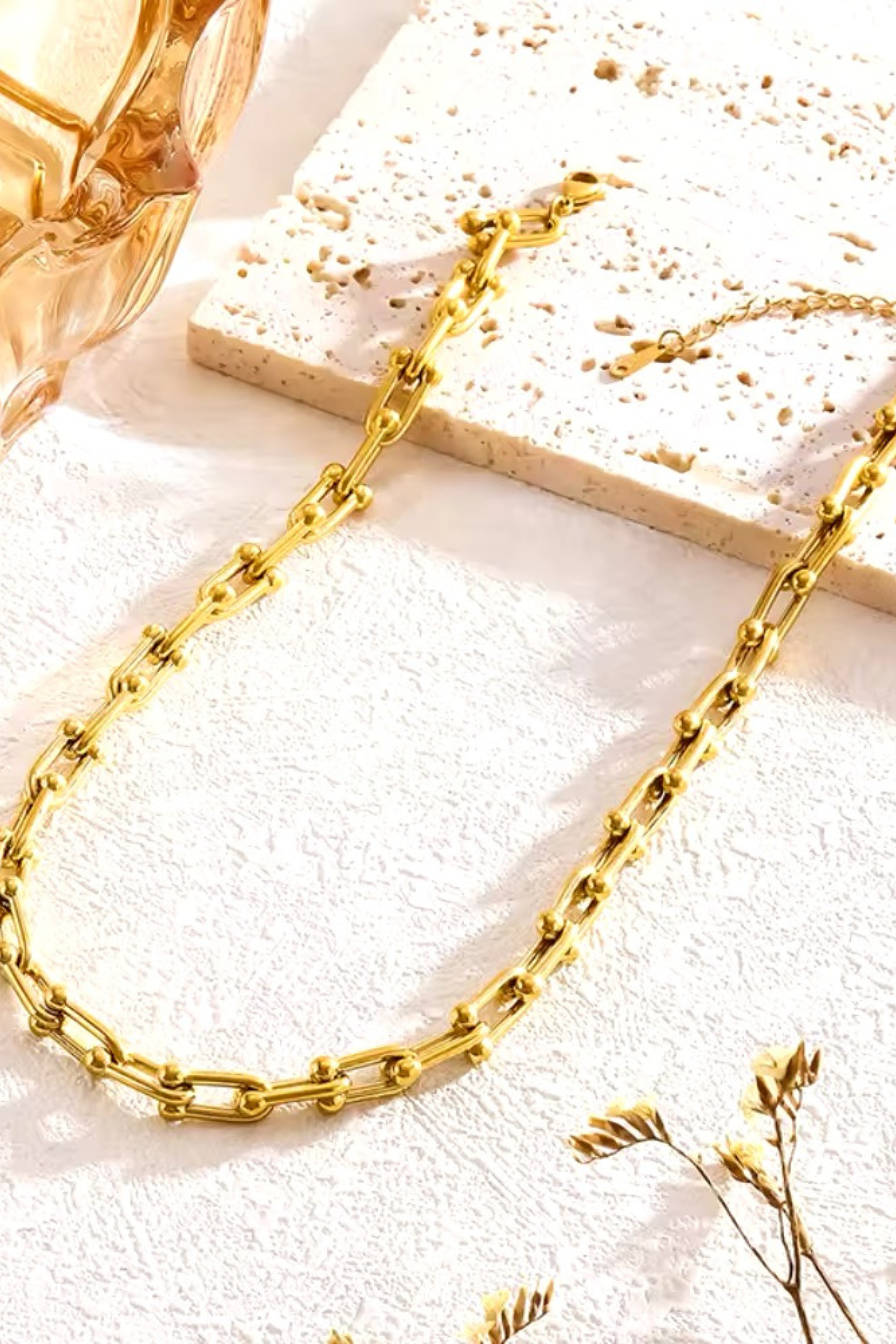 JENNY – Armband-Kettenset aus 18 Karat vergoldetem Edelstahl